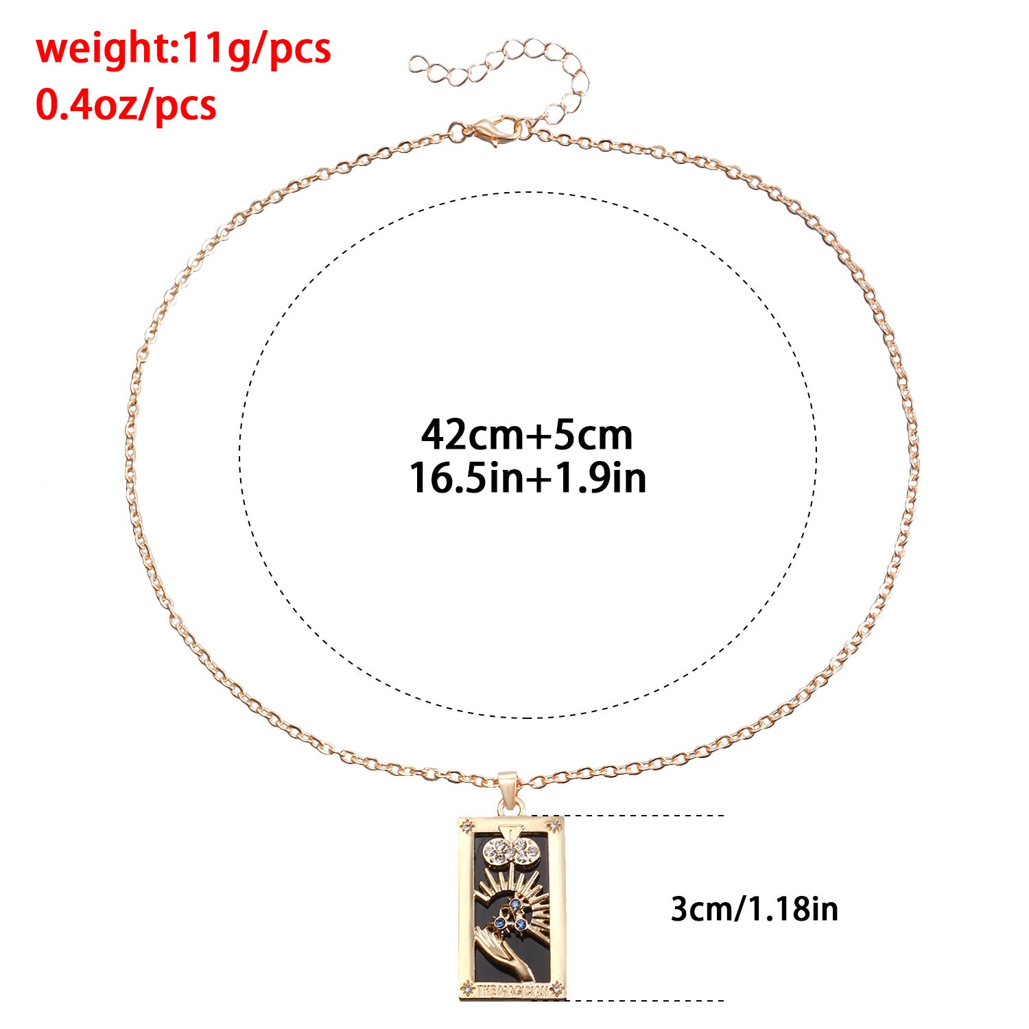 Wholesale Single Layer Metal Thin Chain Rectangular Tarot Card Square Necklace
